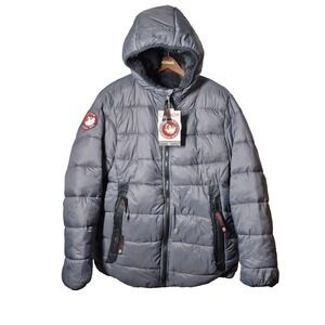 Canada Weathergear Jacket Mens XL  Gray Camo Reversible Faux Fur‎ Hooded NEW